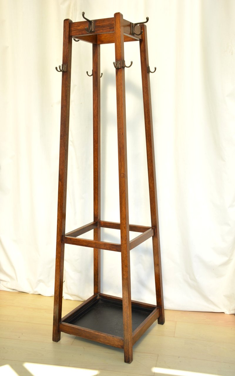 Antique English Arts and Crafts Hall Stand Coat Stand Rack - Image 4